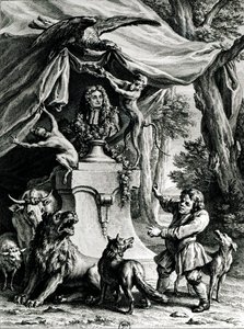 Allegorical Portrait of Jean de La Fontaine (1621-95) Surrounded by Animals from His Fables